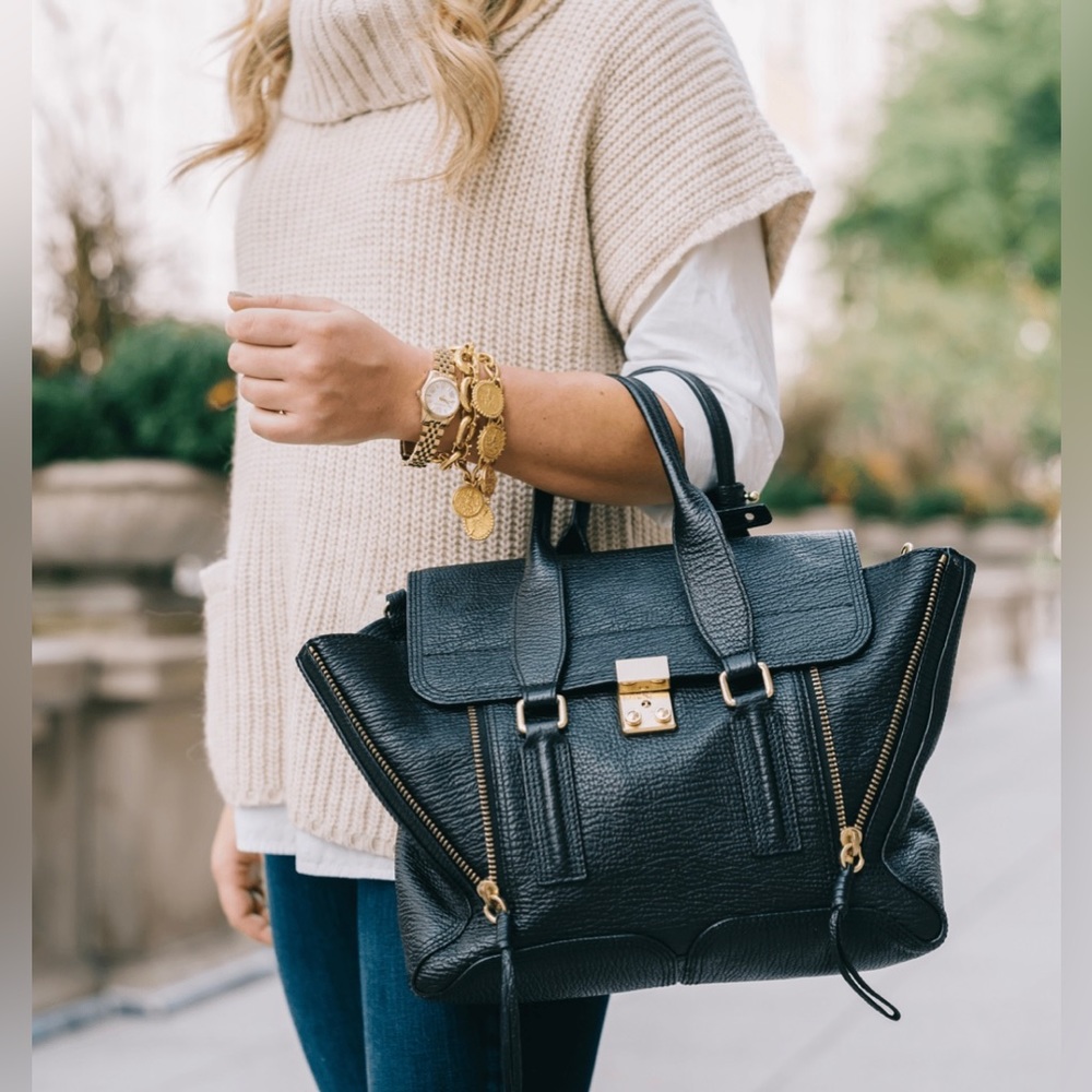3.1 Philip Lim Black Calfskin Pashli Satchel - Picture 6 of 6
